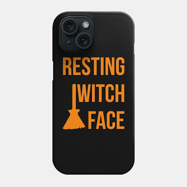 Resting Witch Face Halloween Fly On A Broom Phone Case by at85productions