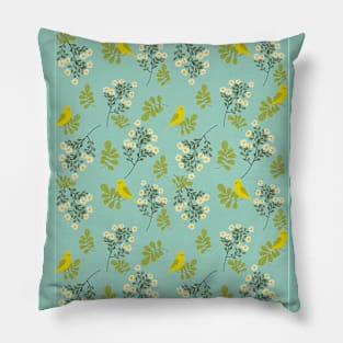 Little bird and wildflowers Pillow