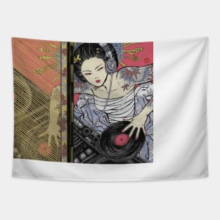 Japanese Geisha DJ Vaporwave Aesthetic Tapestry