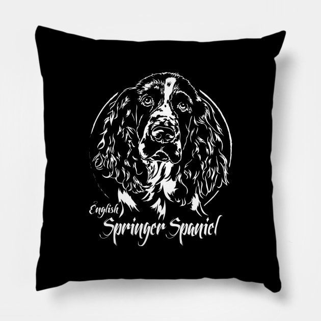 Funny Proud English Springer Spaniel dog portrait Pillow by wilsigns