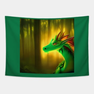 Green Fairy Dragon in the Forest Tapestry