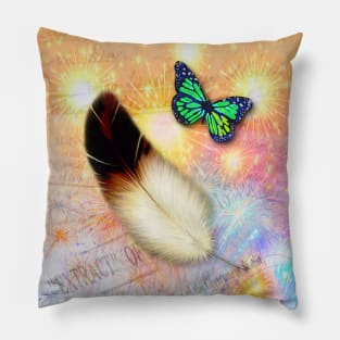 The Concept of Time, Birds and Butterflies Pillow