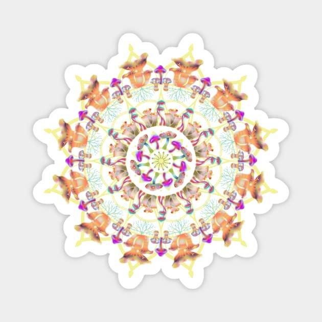 Magic mushrooms Mandala, art therapy Magnet by ariverde