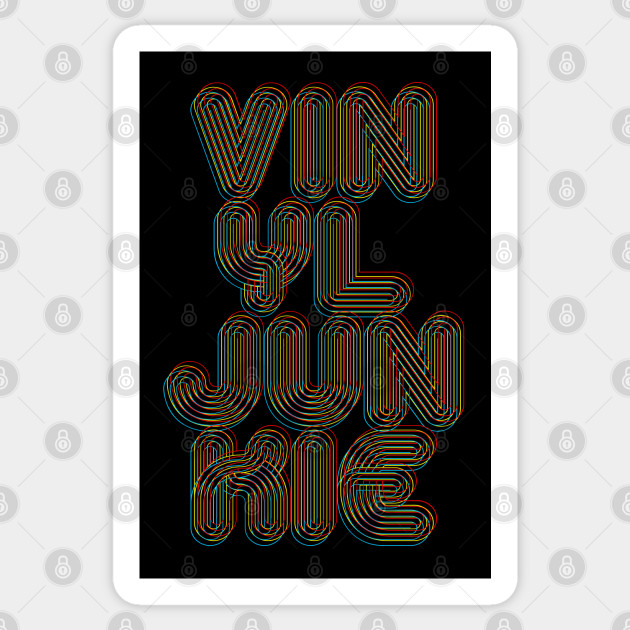 Vinyl Junkie 70s Retro Style 3d Rainbow Outline Design Vinyl