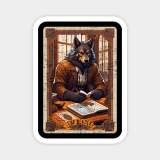 The Reader Retro Werewolf Halloween Tarot Card Magnet