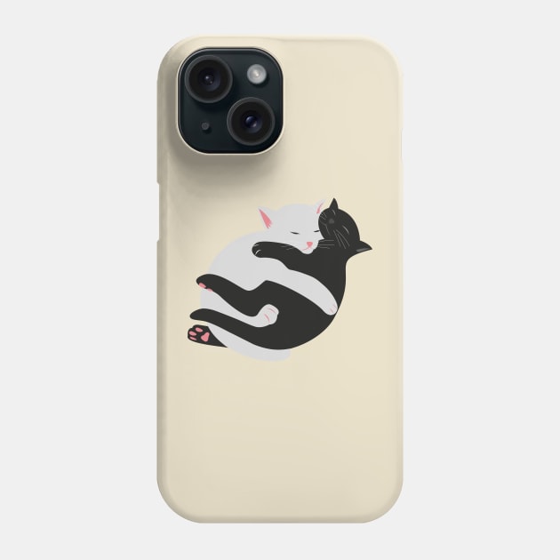 Cute minimal Black and White sleeping kitty cats Phone Case by laverdeden