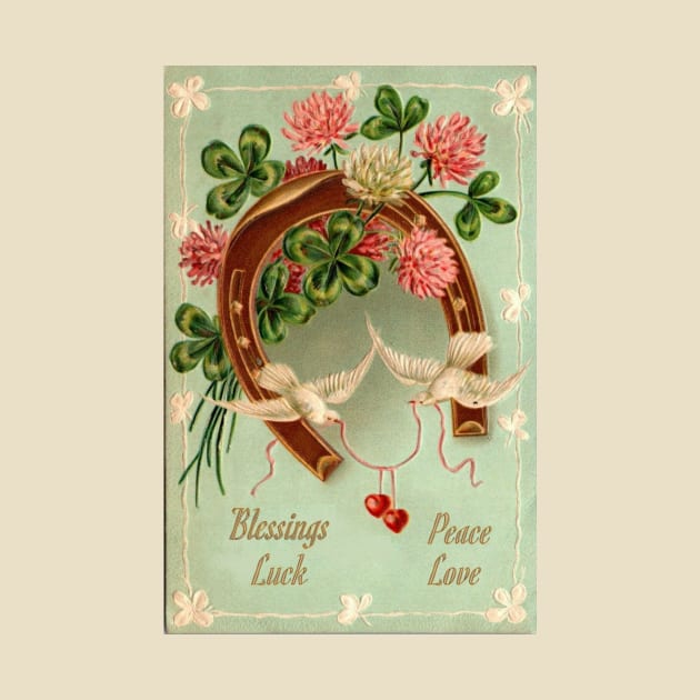 Vintage Postcard Image - Blessings, Peace, Luck, and Love by numpdog