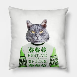 Cat in ugly sweater Pillow