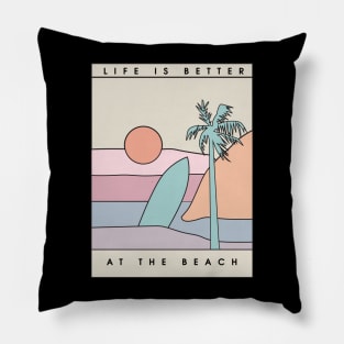Retro Hand drawn summer beach Pillow