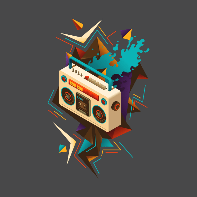 Kick Out The Jams Retro 80s Boombox Splash by LittleBunnySunshine