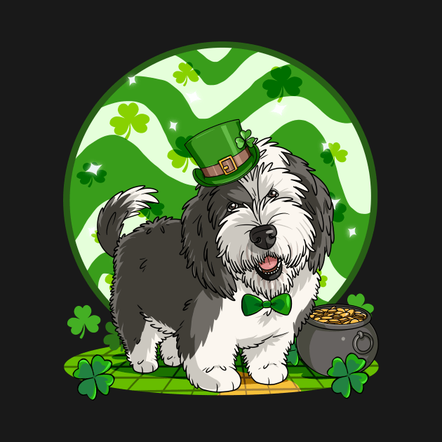 Sheepadoodle Leprechaun St Patricks Day Irish Dog by Noseking