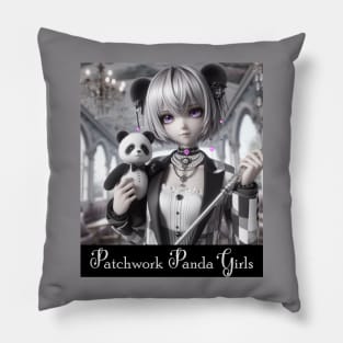 Patchwork Panda Girls Pillow