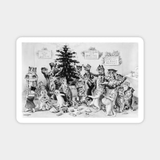 Cats at Christmas Louis Wain Magnet