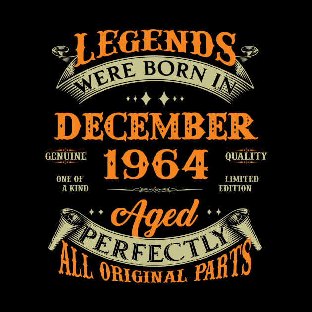 59th Birthday Gift Legends Born In December 1964 59 Years Old by Buleskulls 