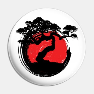 'Bonsai Tree Japanese Calligraphy' Cool Japanese Tree Pin