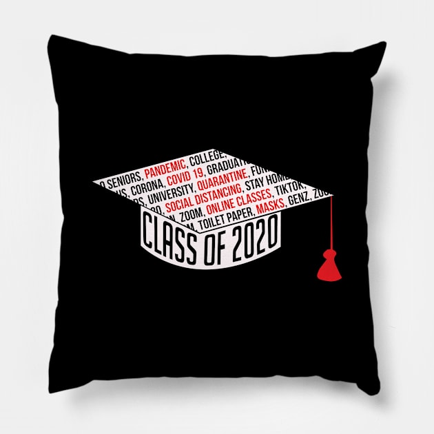 Class of 2020 Graduation Cap Black Pandemic Pillow by Dorothy Designs