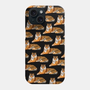 Tiger Pattern on Black Background Phone Case