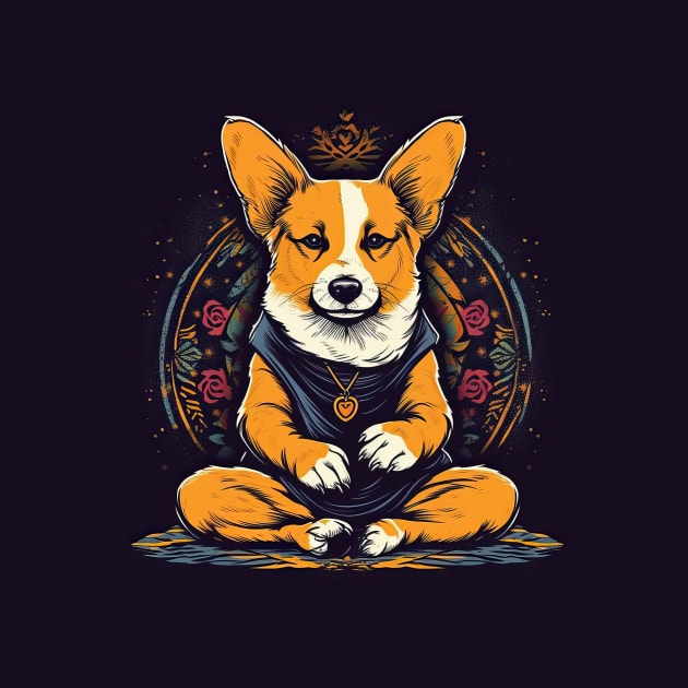 Corgi doing yoga by erzebeth