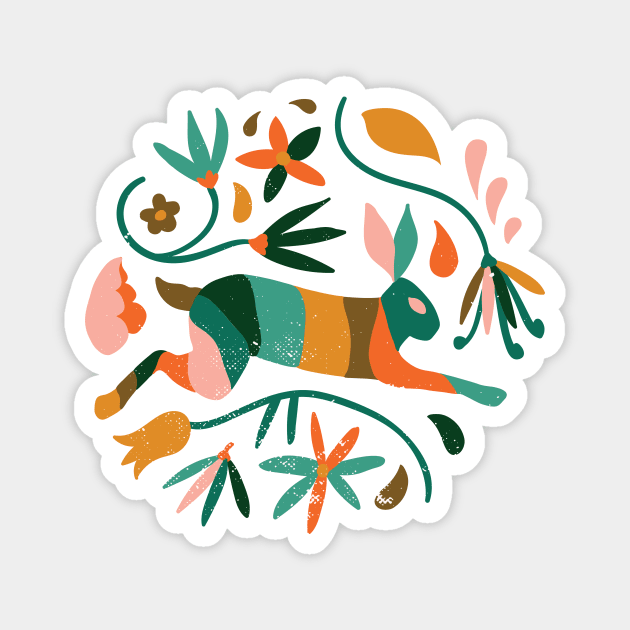 floral rabbit awesome animal design Magnet by Midoart