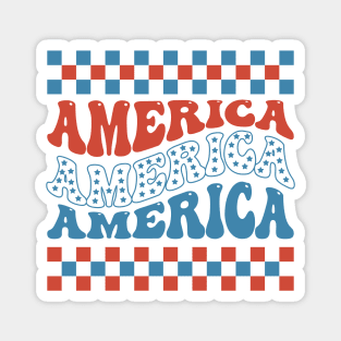 The word America Groovy Font Magnet