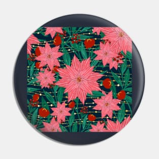 Trendy Poinsettia Flowers and golden stripes and dots image Pin