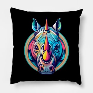 Colorful Rhino Pillow
