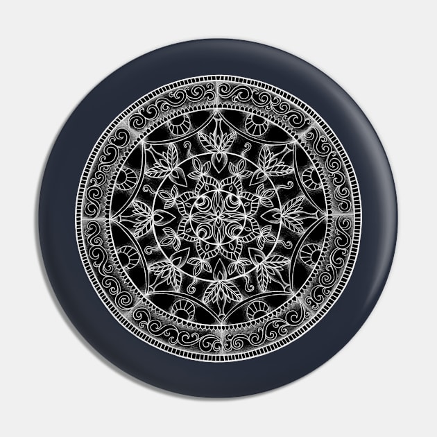 Flowery Mandala at Midnight Pin by NicoleWhelan