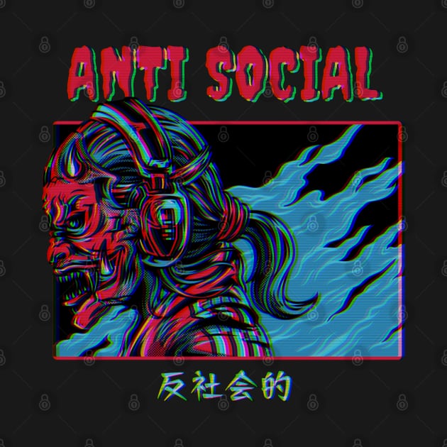 Vaporwave Antisocial Anime Oni Demon by Sugoi Otaku Gifts