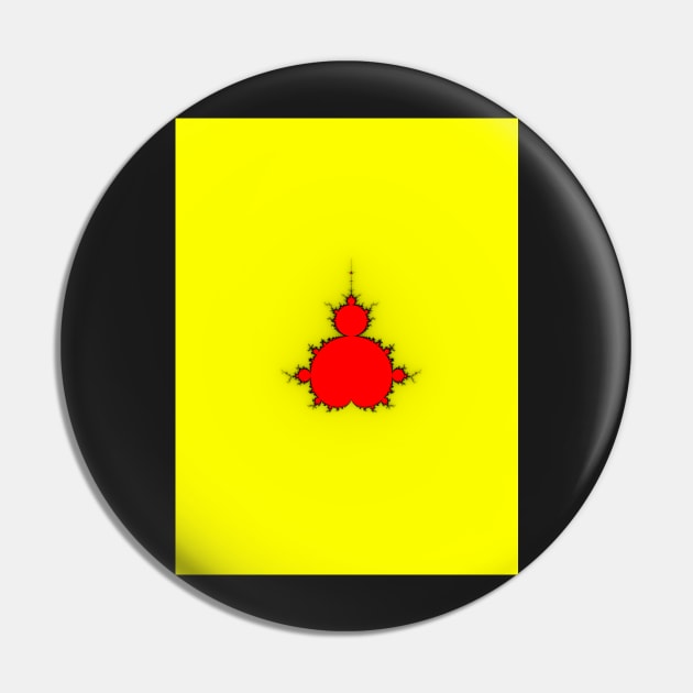 Solid Red with Black on Yellow Mandelbrot Pin by rupertrussell