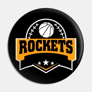 Personalized Basketball Rockets Proud Name Vintage Beautiful Pin