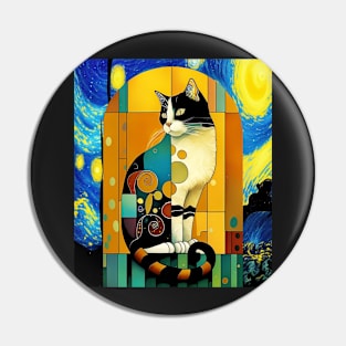 Van Gogh Starry Night Cat, izzy's kitty Gustav Klimt Fit Pin