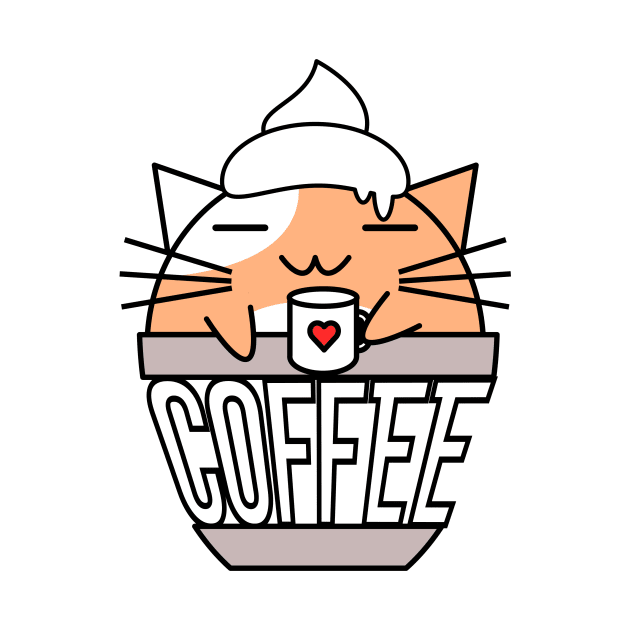 Meowcha in cup orange by coffeewithkitty