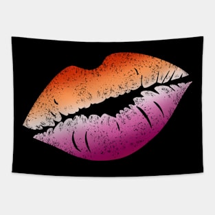 Lesbian Pride Flag Kissing Lips Tapestry