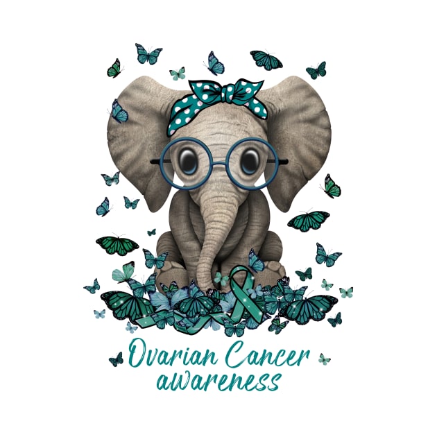 Ovarian Cancer Awareness Elephant Ribbon by osami