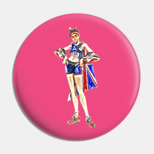 Overwatch Tracer Track and Field Pin by Green_Shirts