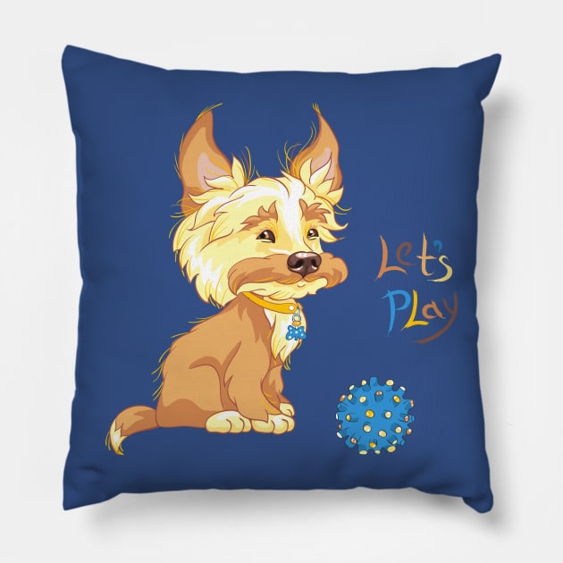 Сute redhead shaggy puppy Pillow by kavalenkava