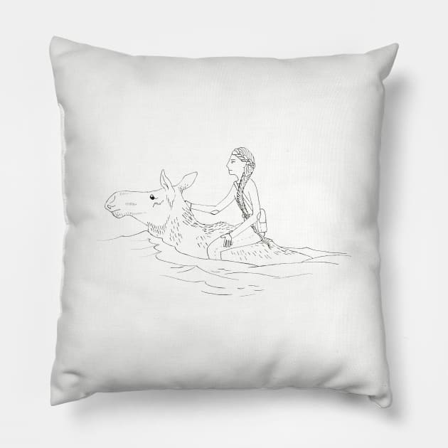 Moose Girl Pillow by lexalion