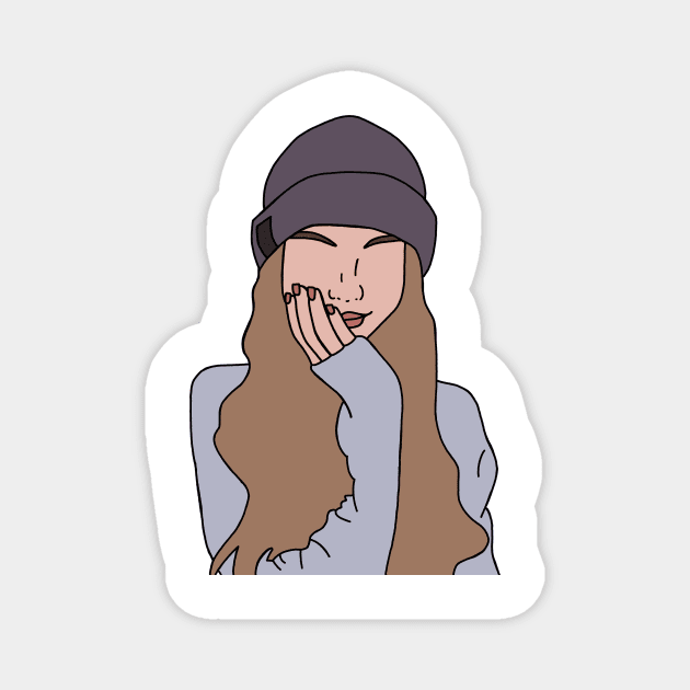 RELAXED GIRL BEANIE Magnet by LINEART BY ME