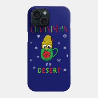 Christmas In The Desert - Small Christmas Cactus In Poinsettia Mug Phone Case