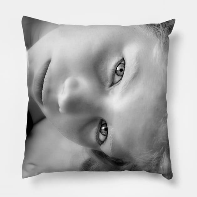 Perrin in black and white Pillow by micklyn