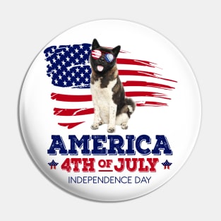 American Akita Flag USA - America 4th Of July Independence Day Pin