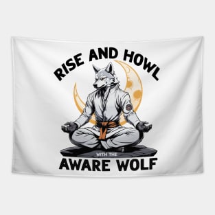 Rise and Howl with the Aware Wolf Tapestry