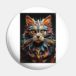 Cat Fold Art Style Pin