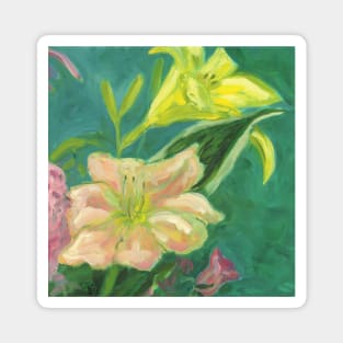 Lilies on Green Magnet