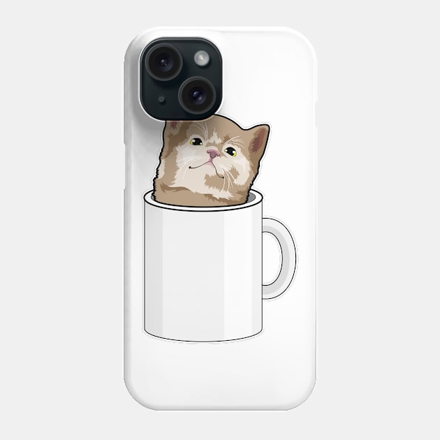 Cat with Coffee mug Phone Case by Markus Schnabel