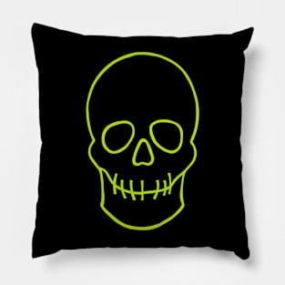 Skull - Lime Green and Black Pillow