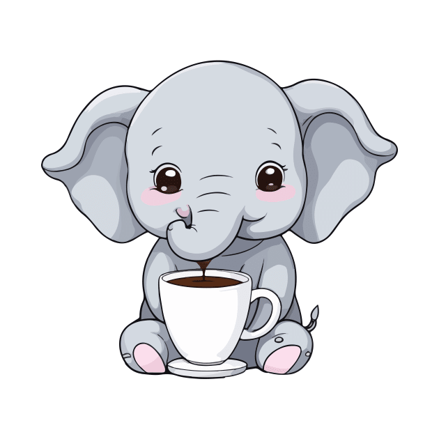 Elephant and Coffee by Rishirt