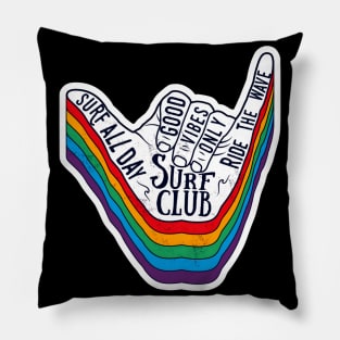 Surfer shaka hand gesture vintage Pillow