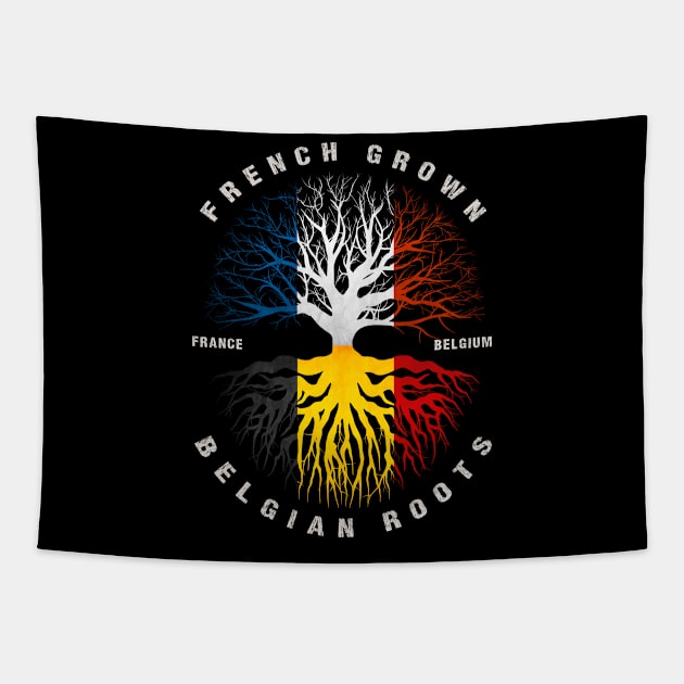 French Grown Belgian Roots Belgium Flag Tapestry by heart teeshirt