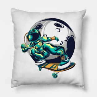 Skate Board Freestyle Astronaut Pillow